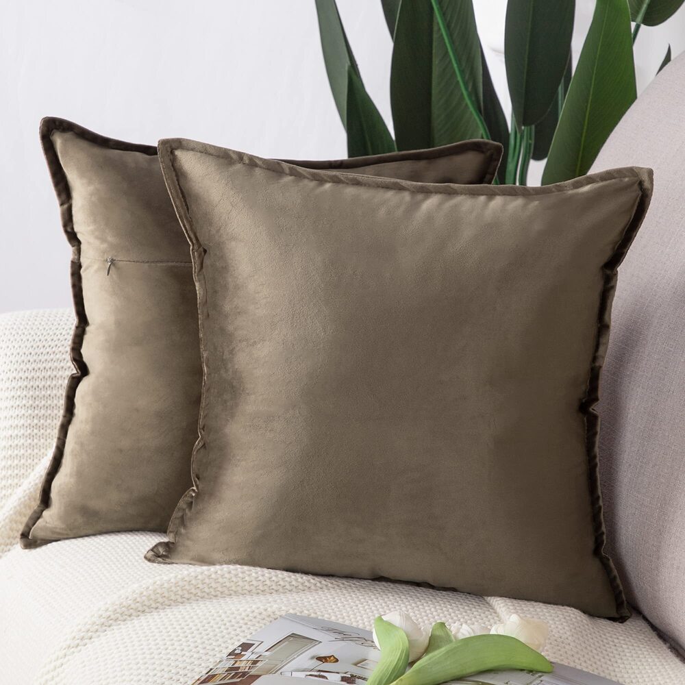 6119 Set of 2 Super Soft Velvet Decorative Throw Pillow Covers 18x18 inch